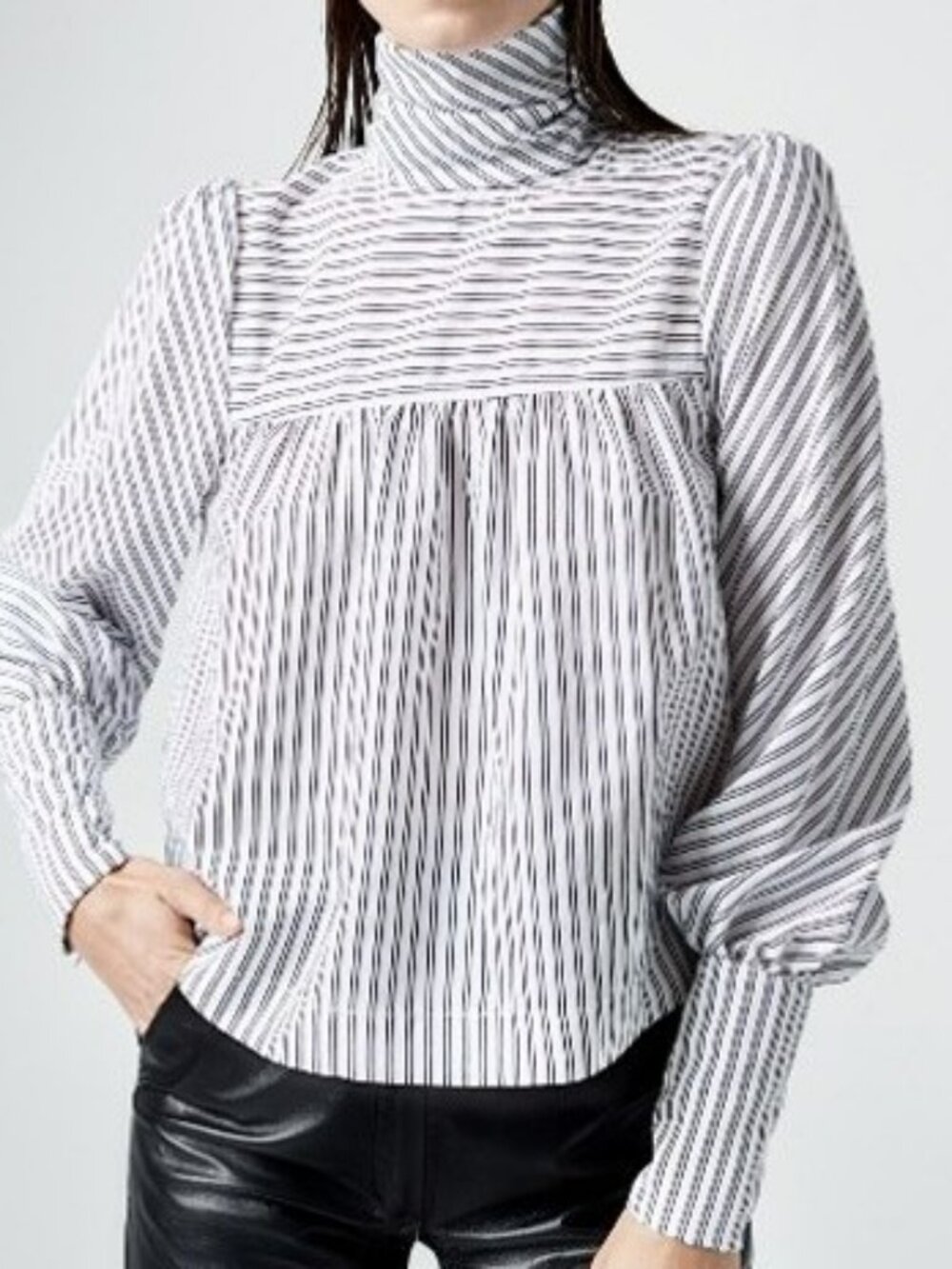 SMYTHE Yoke Blouse White w Black Stripe